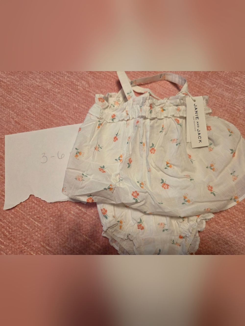 Janie and Jack White Floral Baby Matching Set with Orange Flowers